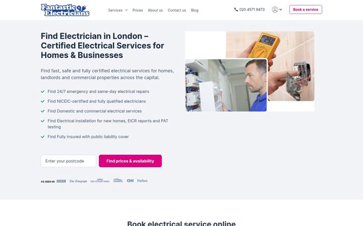 Screenshot of fantasticelectricians.com