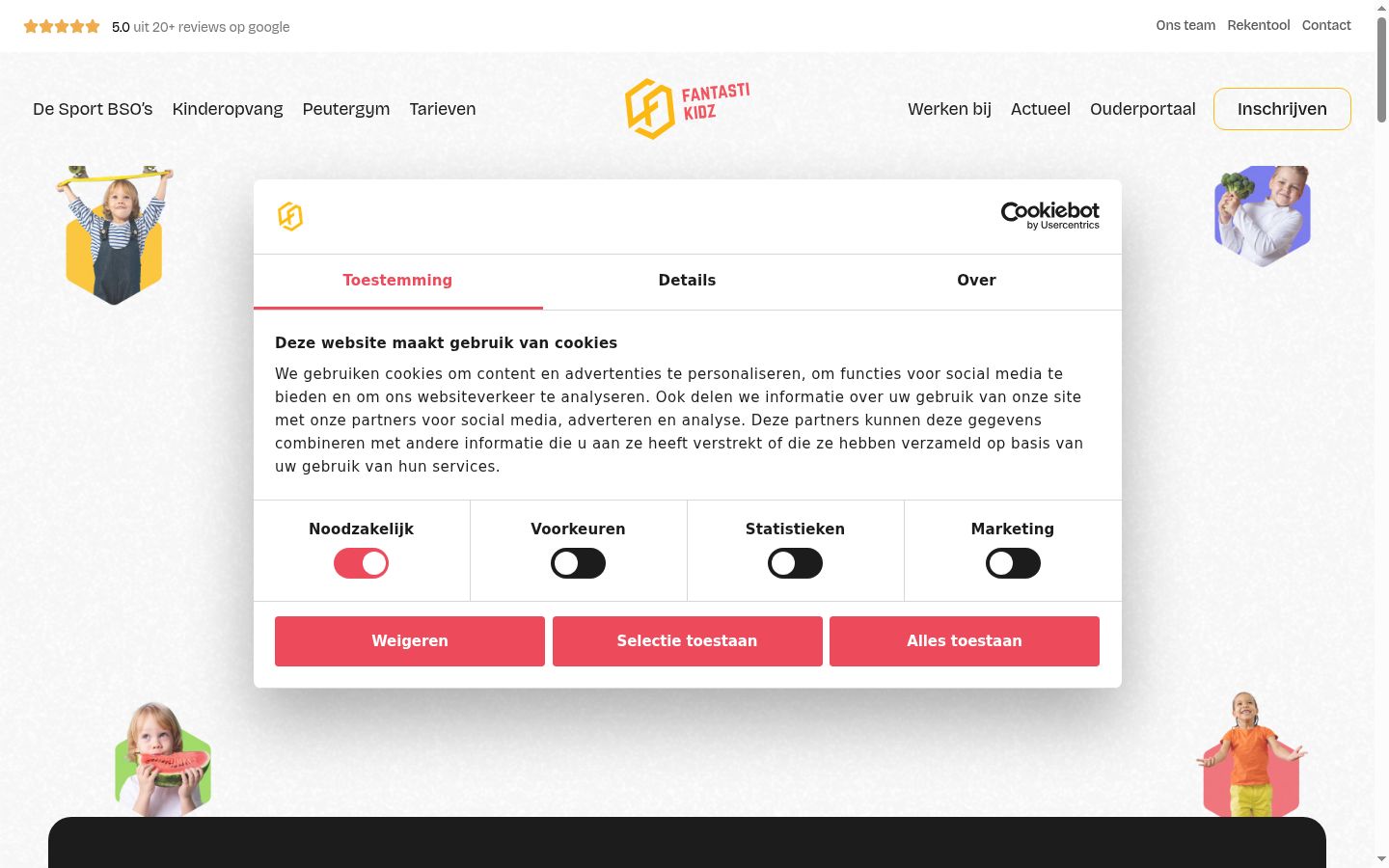 Ekrānuzņēmums ar piekrišanas baneri, kas tika rādīts pirms jebkādas mijiedarbības