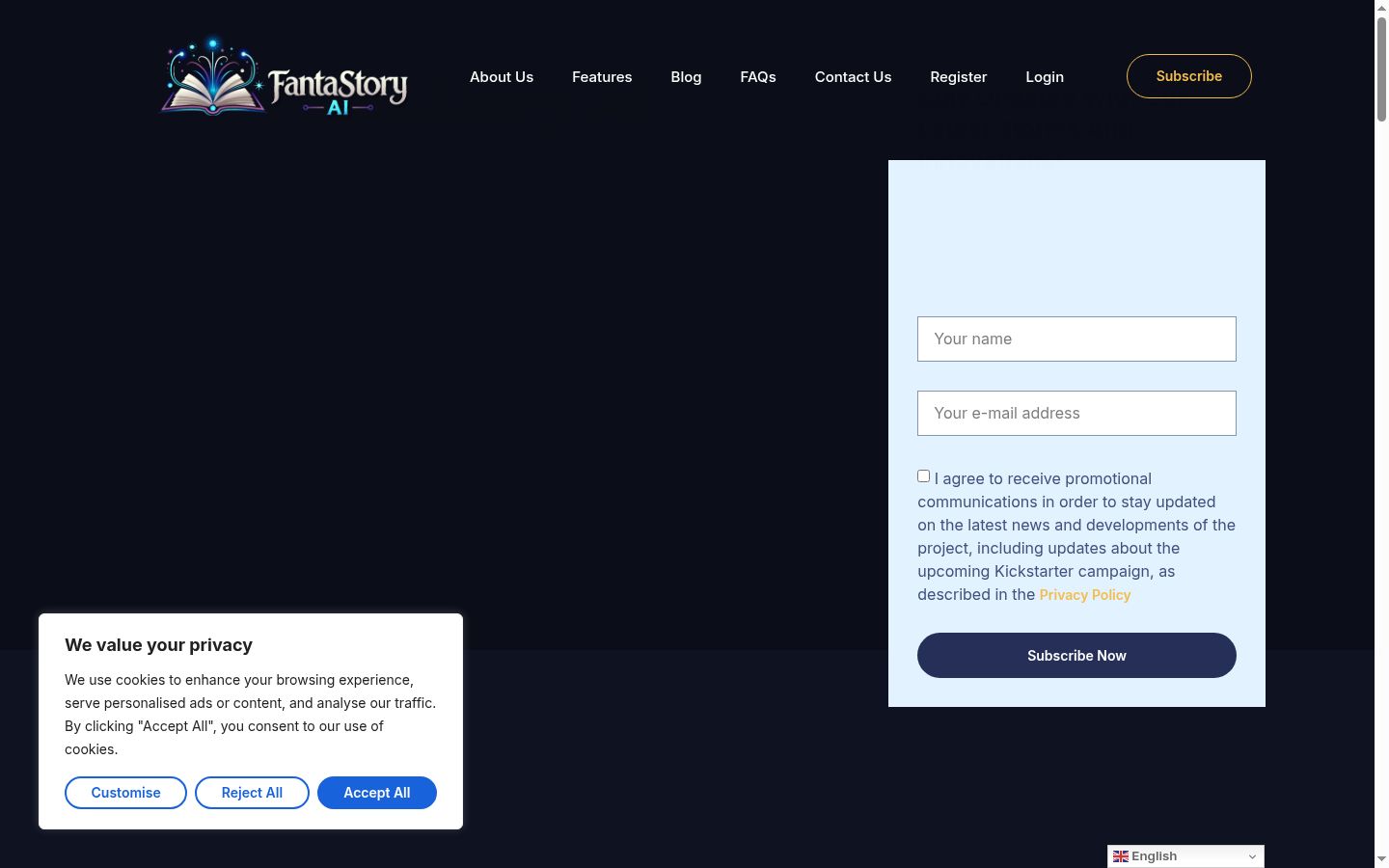 Screenshot of the consent banner shown before any interaction