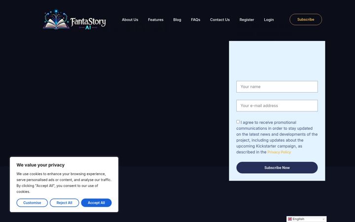 Screenshot of fantastory.ai