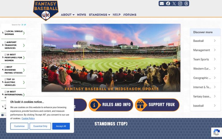 Zrzut ekranu fantasybaseball.uk