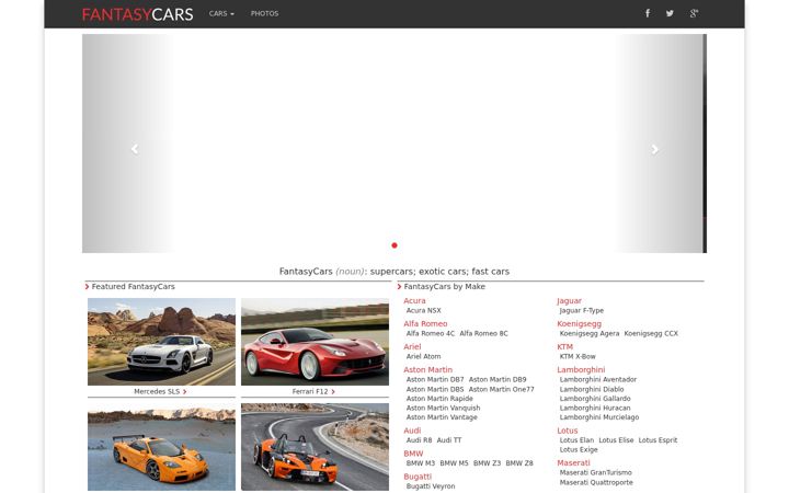 Screenshot of fantasycars.com
