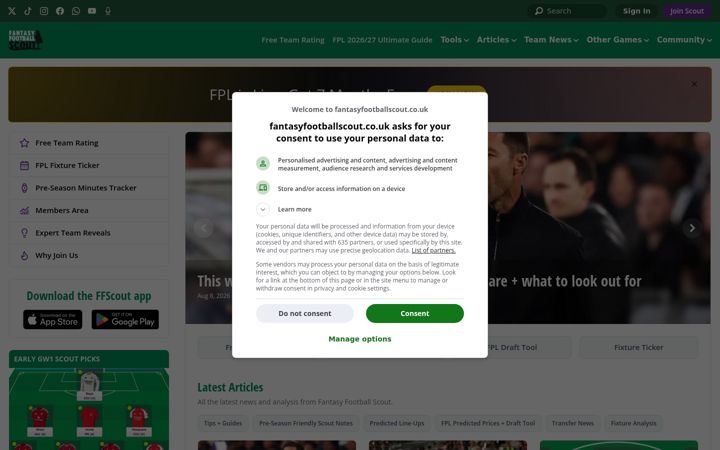 Screenshot of fantasyfootballcommunity.com