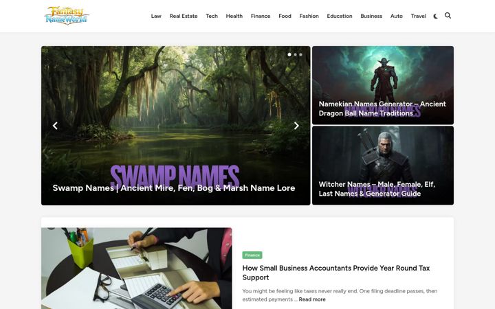 Screenshot of fantasynameworld.com