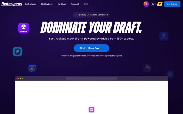 Screenshot of fantasypros.com