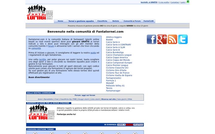 Screenshot of fantatornei.com