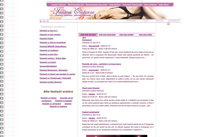 Screenshot di fanteziierotice.ro