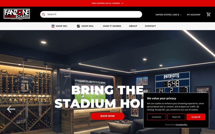 Screenshot of fanzonescoreboards.com