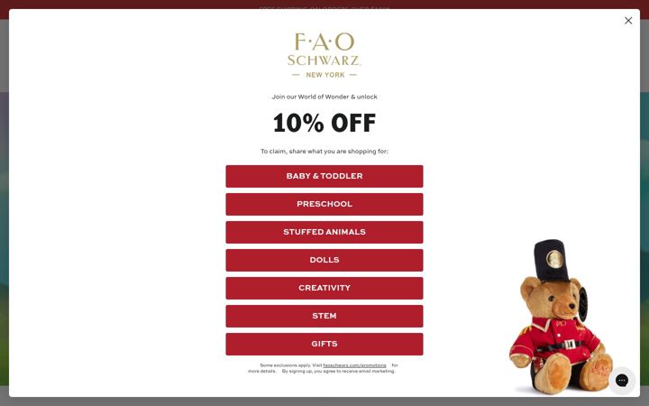Screenshot of faoschwarz.com