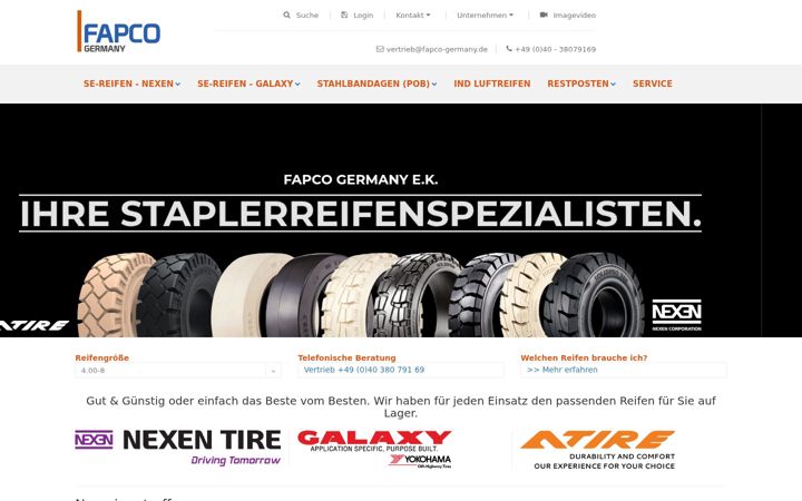 Snímek obrazovky fapco-germany.de