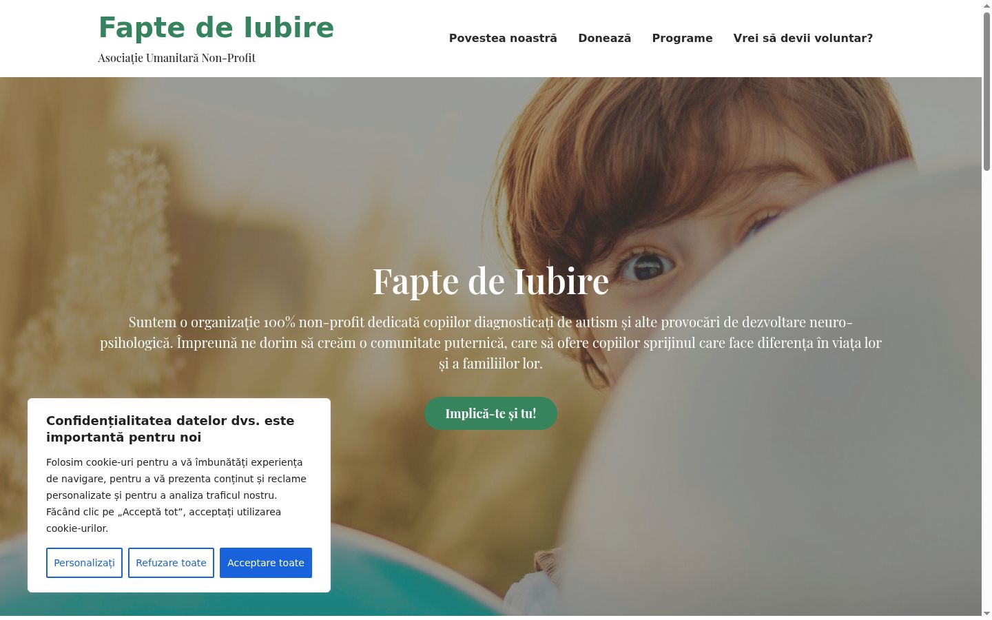 Sutikimo reklamjuostės, rodytos prieš bet kokią sąveiką, ekrano kopija