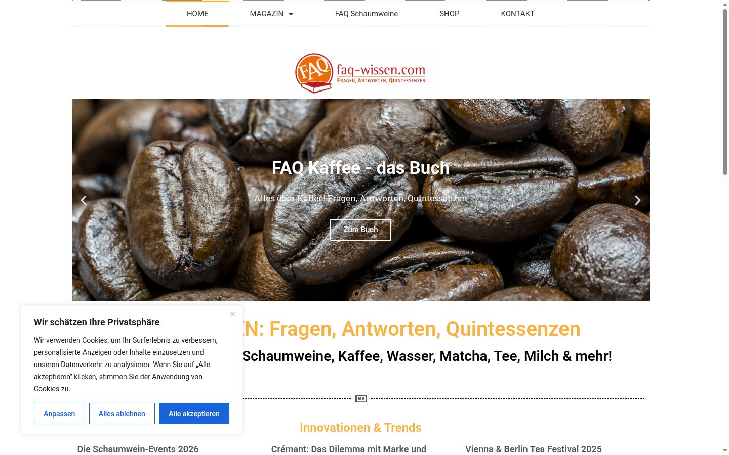 Screenshot del banner di consenso mostrato prima di qualsiasi interazione