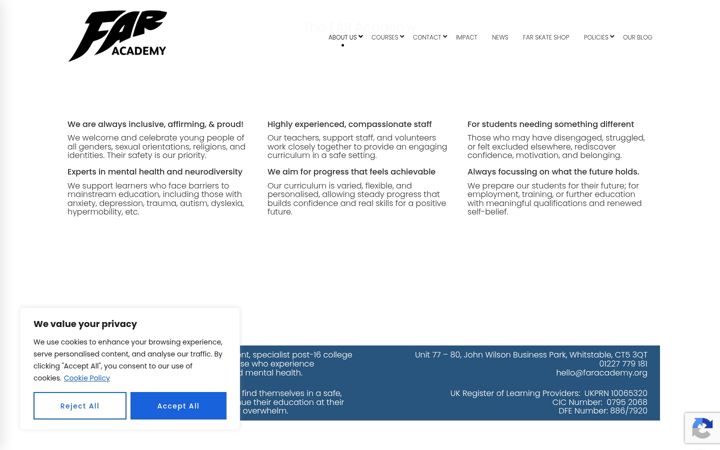 Screenshot of faracademy.org