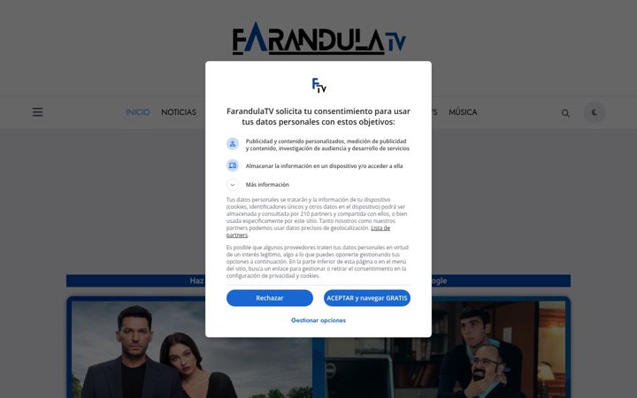 Screenshot του farandulatv.es