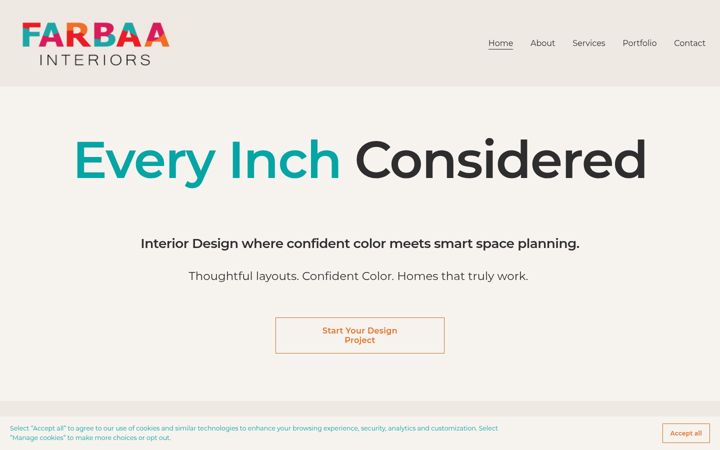 Screenshot of farbaainteriors.com