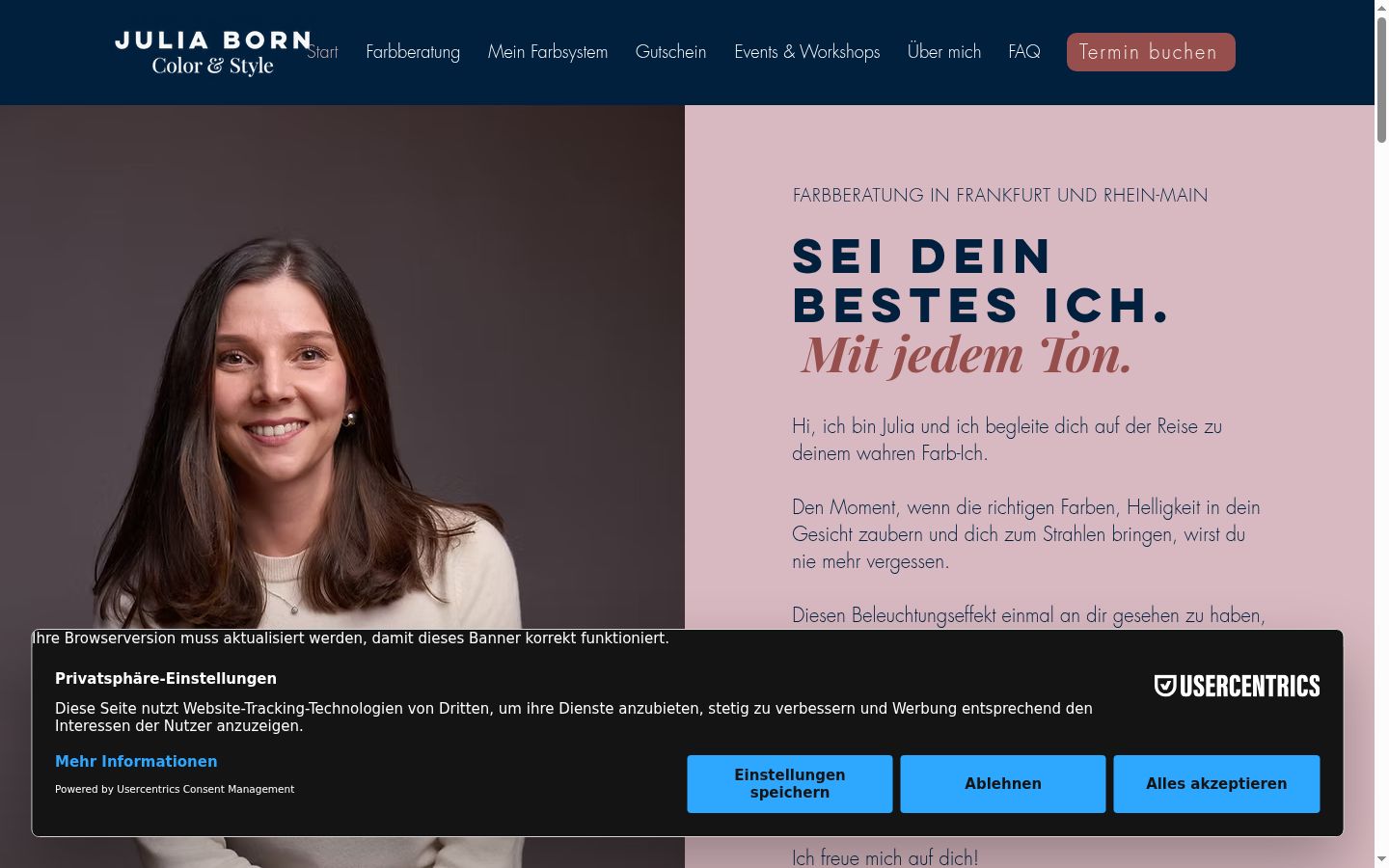 Screenshot des Einwilligungsbanners vor jeglicher Interaktion