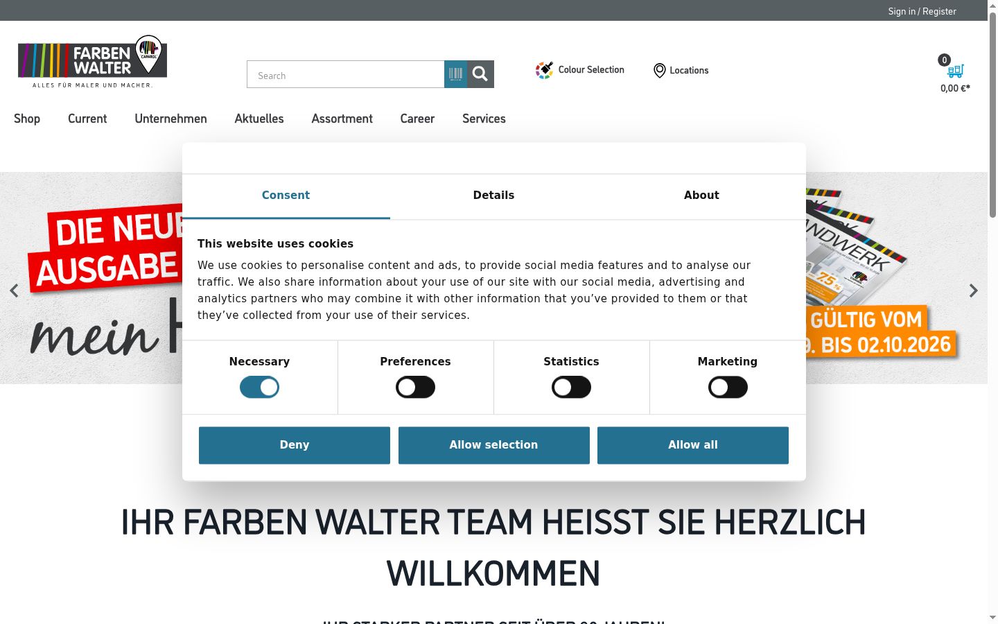 Screenshot tal-banner tal-kunsens muri qabel kwalunkwe interazzjoni