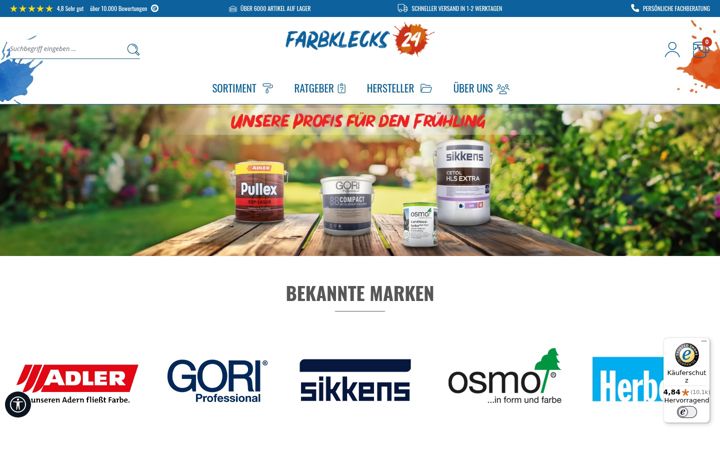 Ekraanipilt saidist farbklecks24shop.de