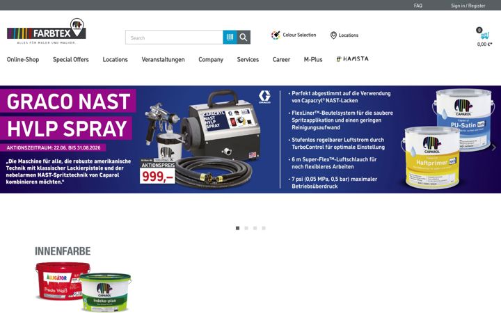 Screenshot van farbtex.de