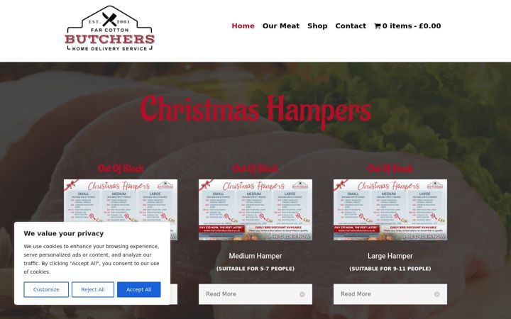 Screenshot of farcottonbutchers.co.uk