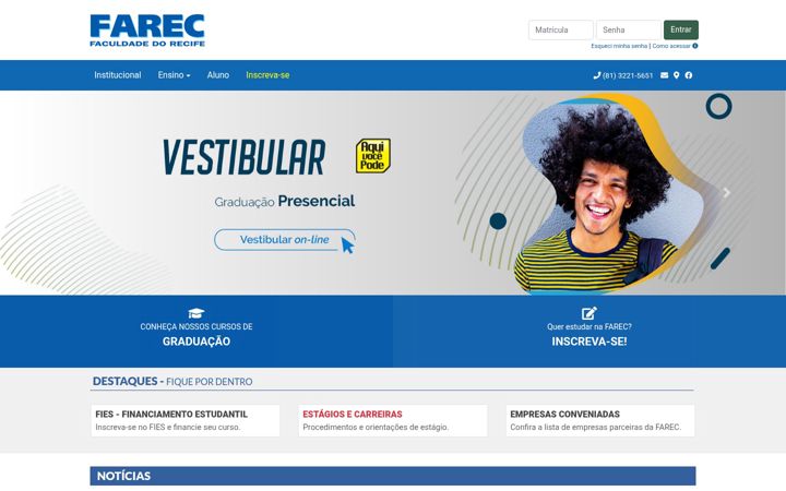 Screenshot of farec.edu.br