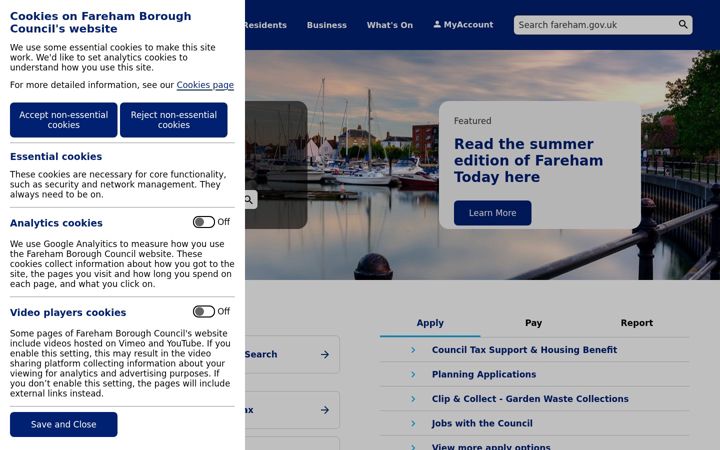 Screenshot of fareham.gov.uk