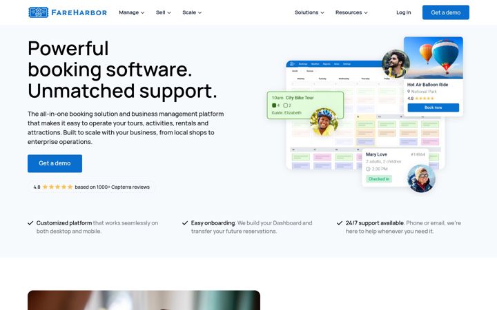 Screenshot van fareharbor.com