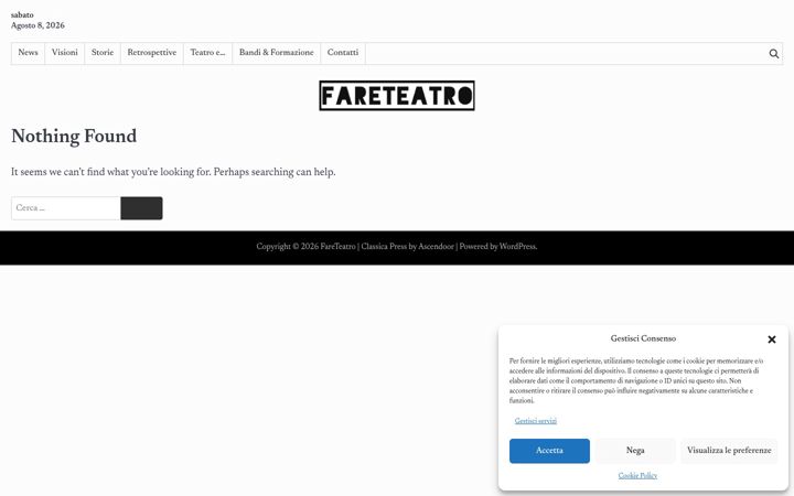 Posnetek zaslona fareteatro.it