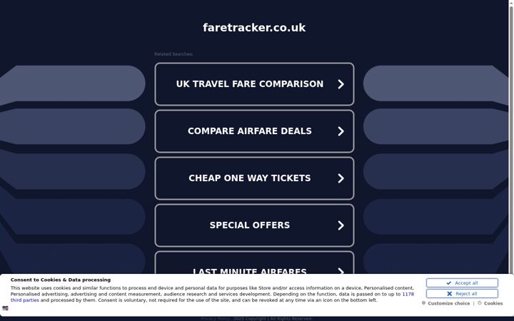 Zrzut ekranu faretracker.co.uk