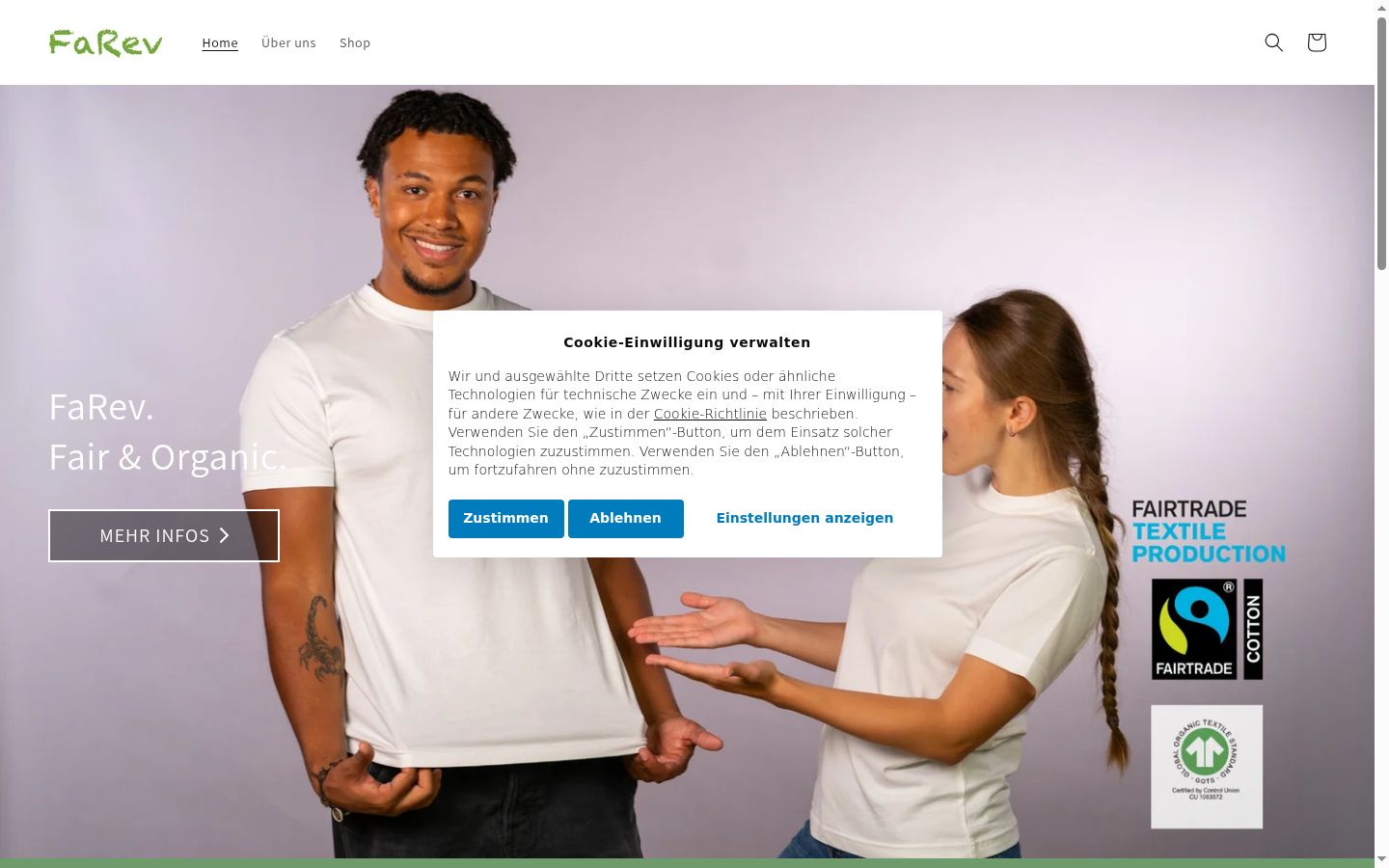 Screenshot of the consent banner shown before any interaction