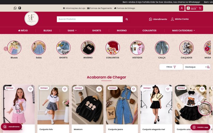Screenshot of farfallakids.com.br