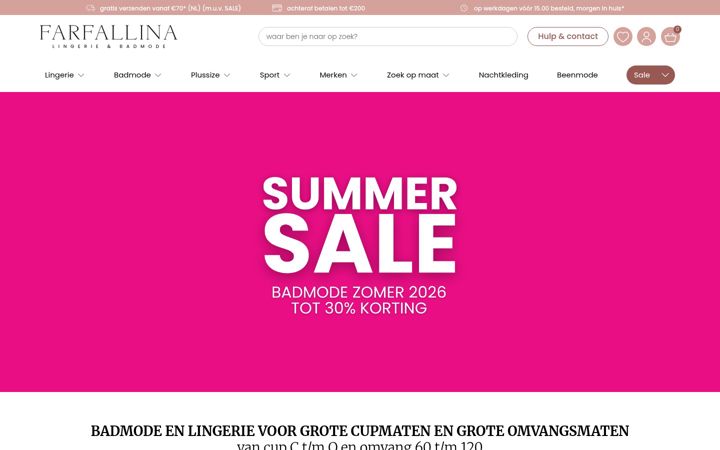 Screenshot of farfallina.nl