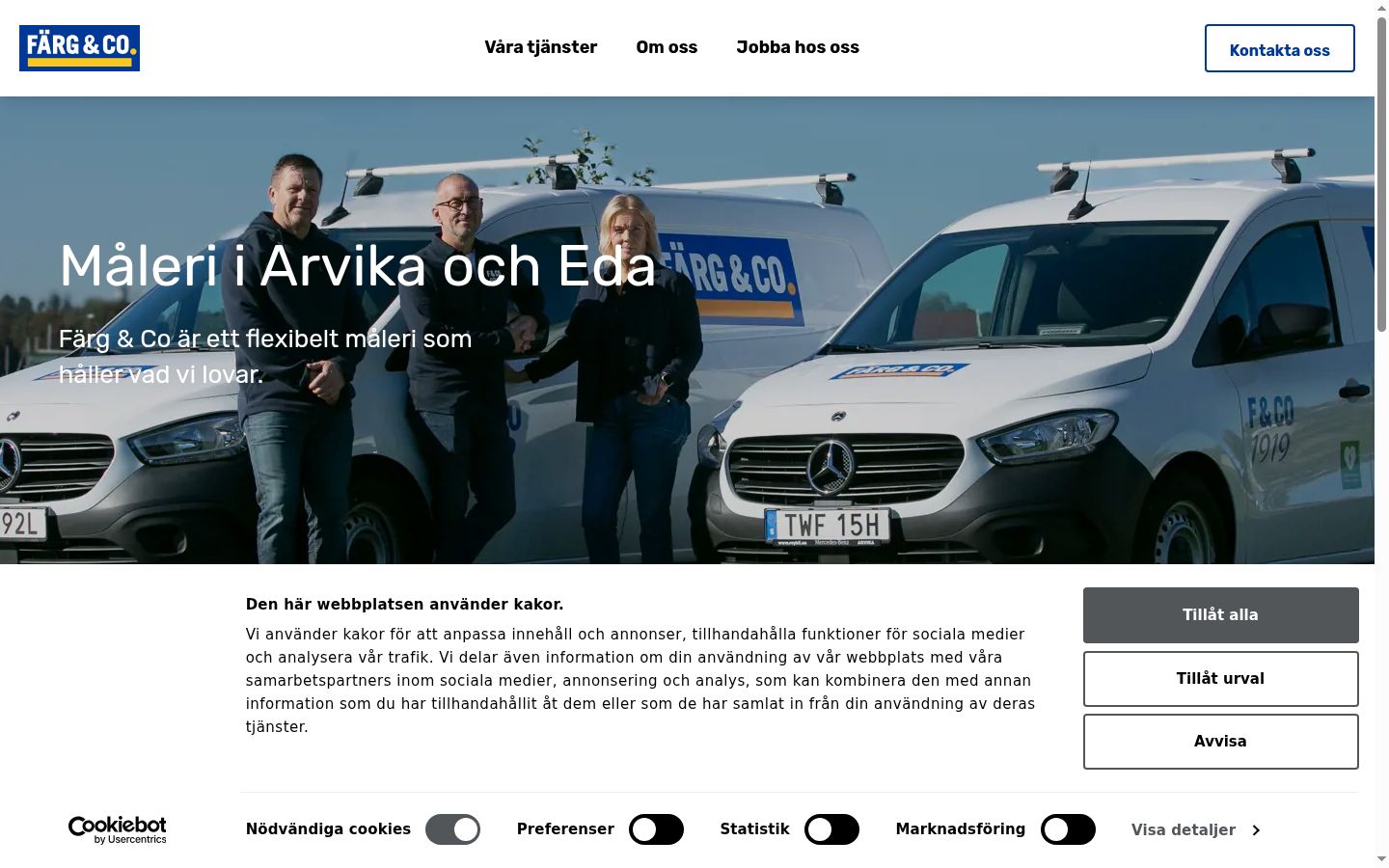 Skærmbillede af samtykkebanneret, som det blev vist før nogen interaktion