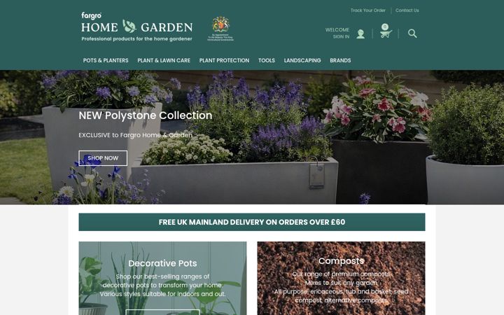 Screenshot of fargrohomeandgarden.co.uk