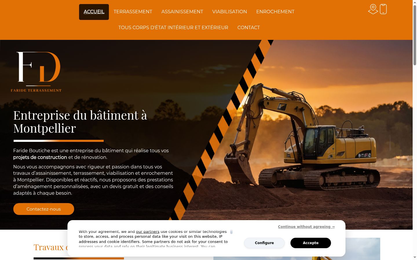 Captura de ecrã do banner de consentimento apresentado antes de qualquer interação