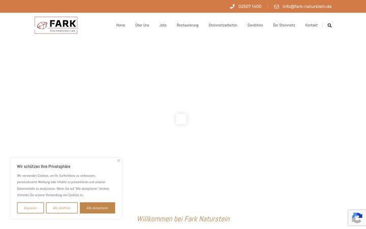 Screenshot stránky fark-naturstein.de