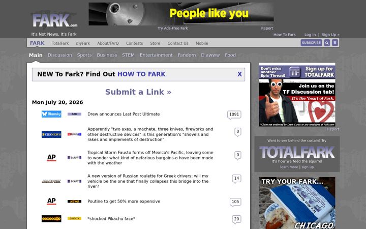 Screenshot of fark.net