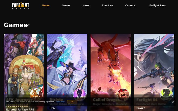 Captură de ecran a farlightgames.com