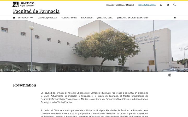 Screenshot of farmacia.umh.es