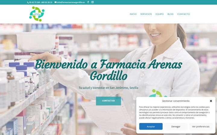 Screenshot of farmaciaarenasgordillo.es