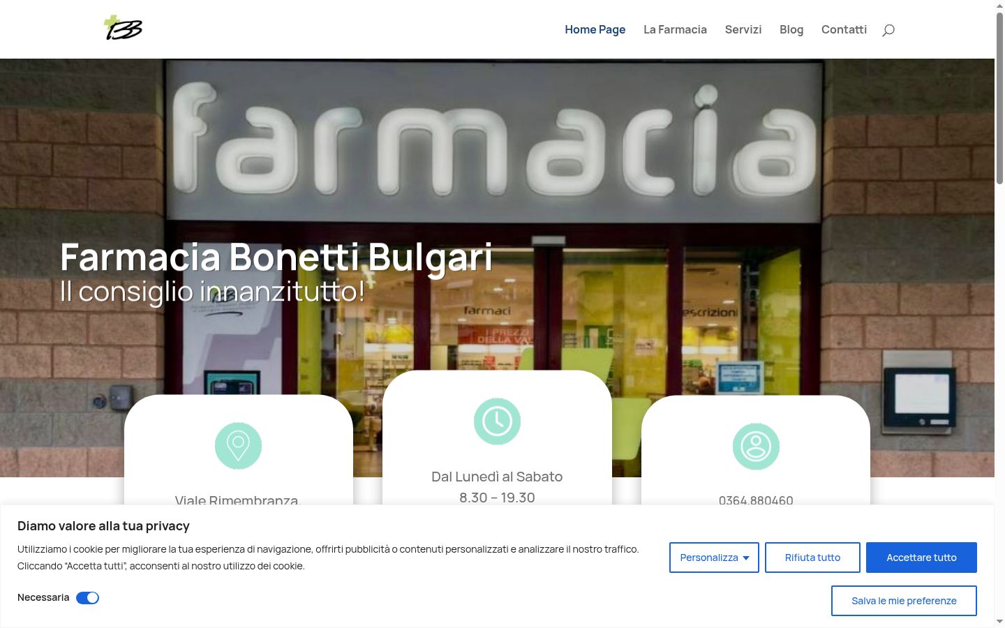 Screenshot del banner di consenso mostrato prima di qualsiasi interazione