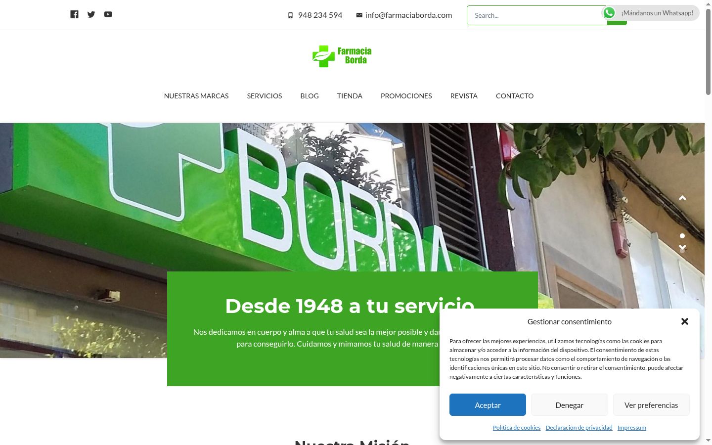 Screenshot del banner di consenso mostrato prima di qualsiasi interazione