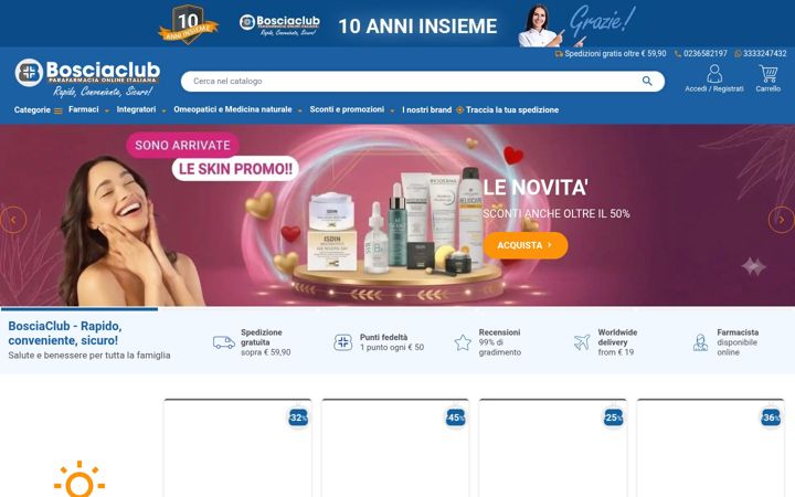 Capture d'écran de farmaciabosciaclub.it
