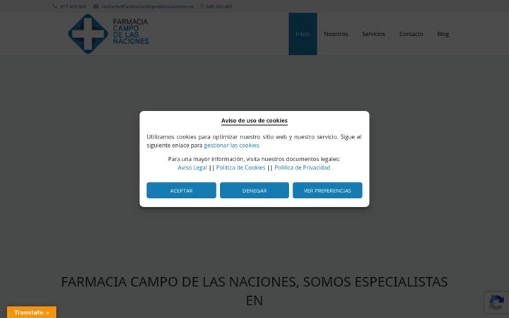 Screenshot of farmaciacampodelasnaciones.es