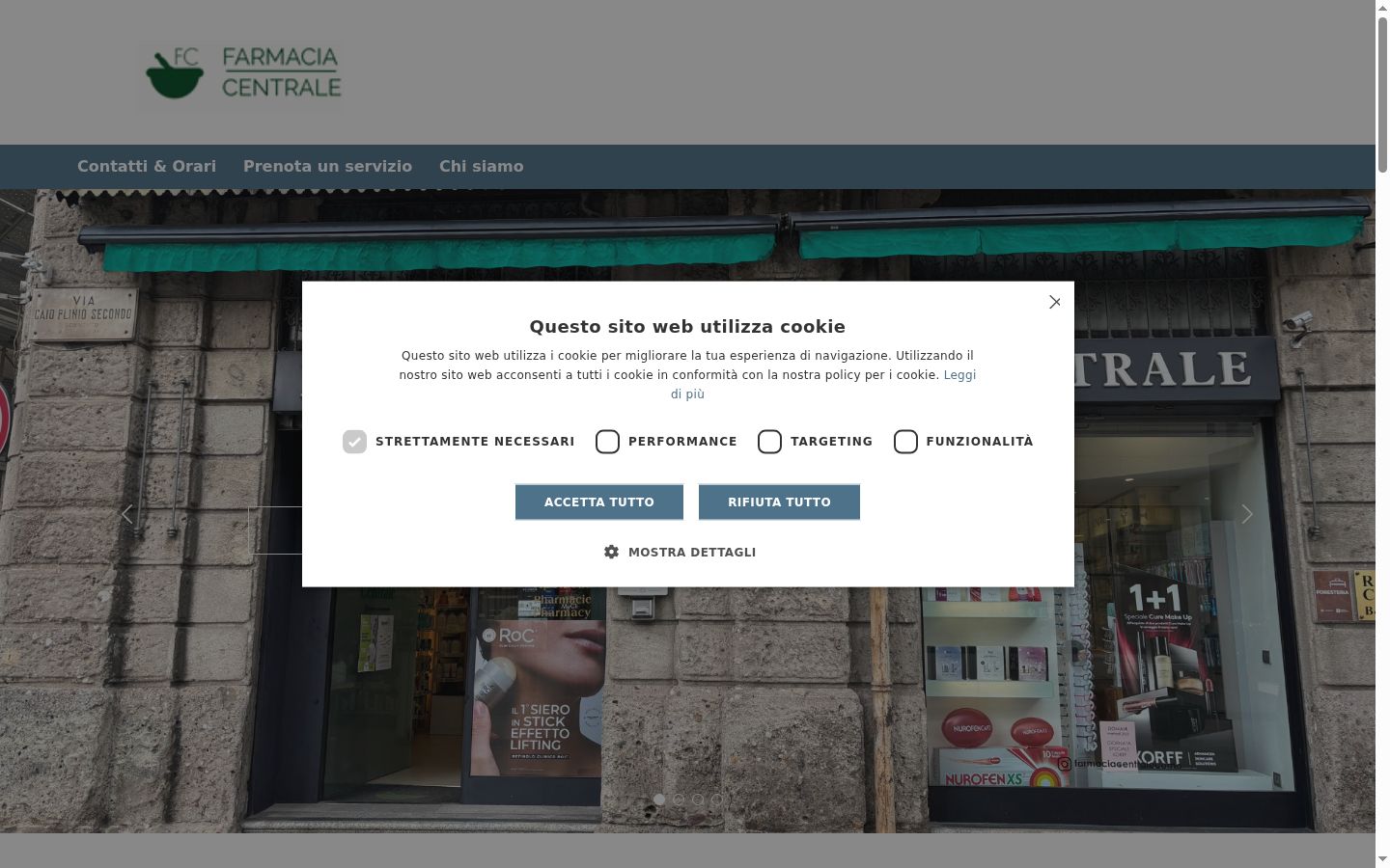 Captura de ecrã do banner de consentimento apresentado antes de qualquer interação