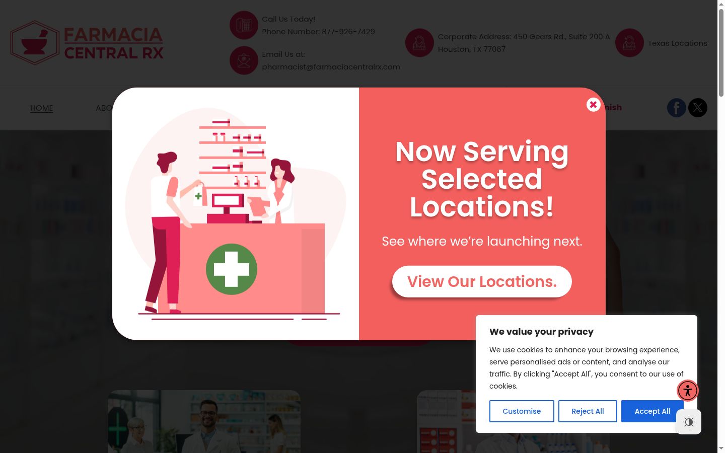 Screenshot del banner di consenso mostrato prima di qualsiasi interazione