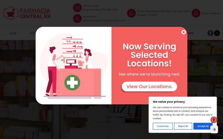 Screenshot of farmaciacentralrx.com