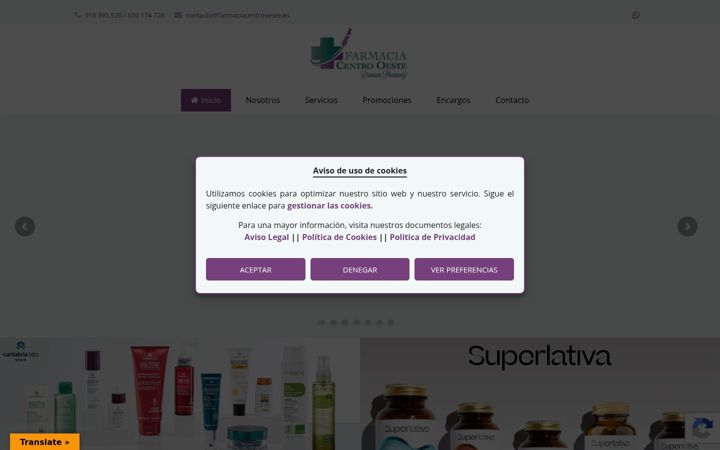 Screenshot of farmaciacentrooeste.es