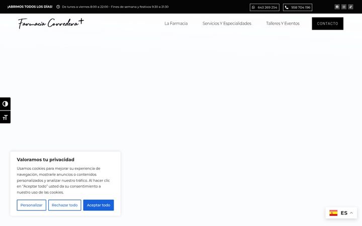 Screenshot of farmaciacorredera.com