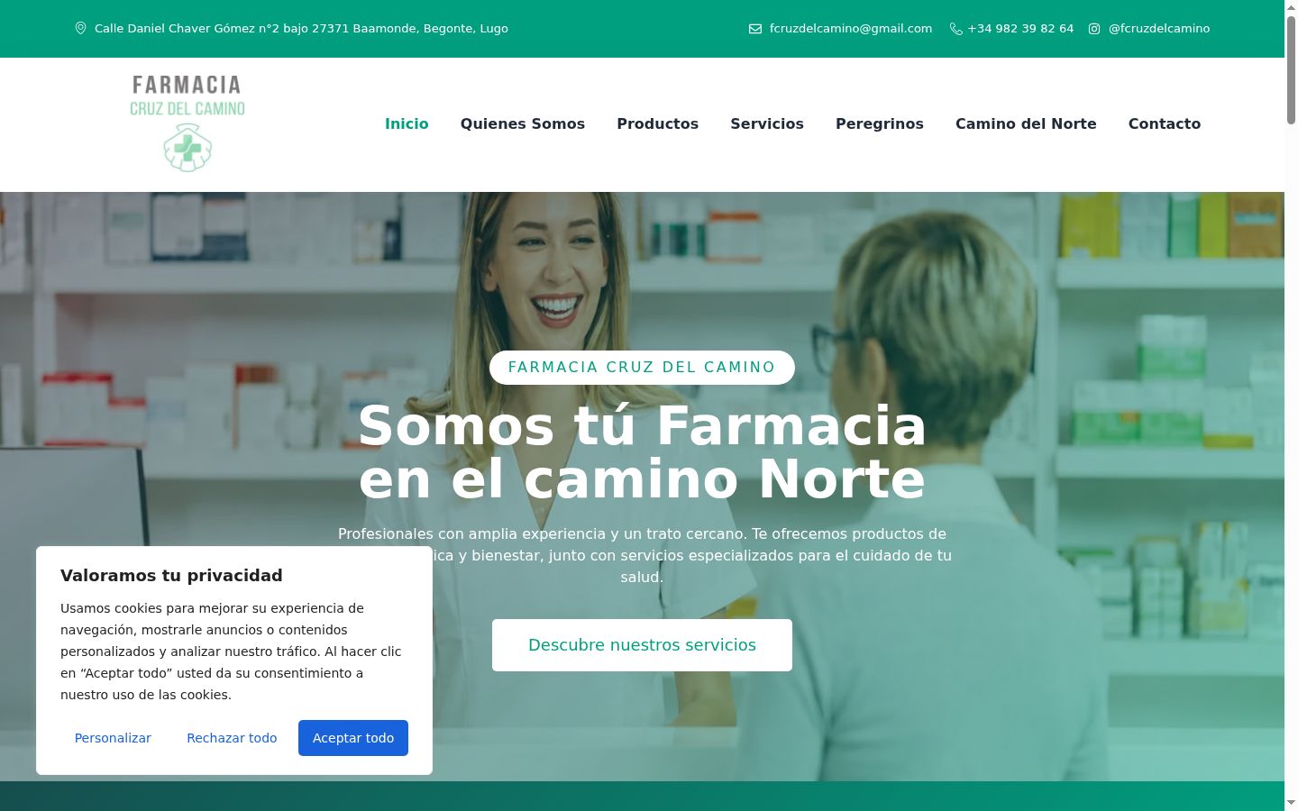 Captura de pantalla del banner de consentimiento mostrado antes de cualquier interacción